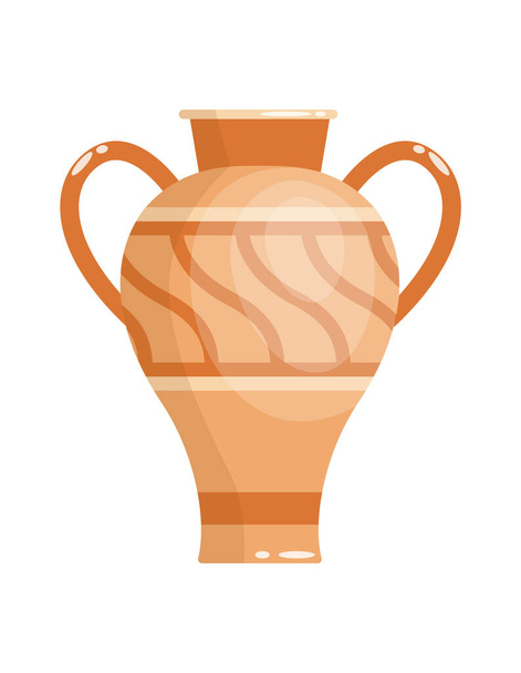 Grecki wazon w starożytnym stylu jako szablon wnętrza. Grecja kultura ceramiczna urna w tradycyjnym kolorze i formie. Wektor grecki starożytność amfora - Wektor, obraz