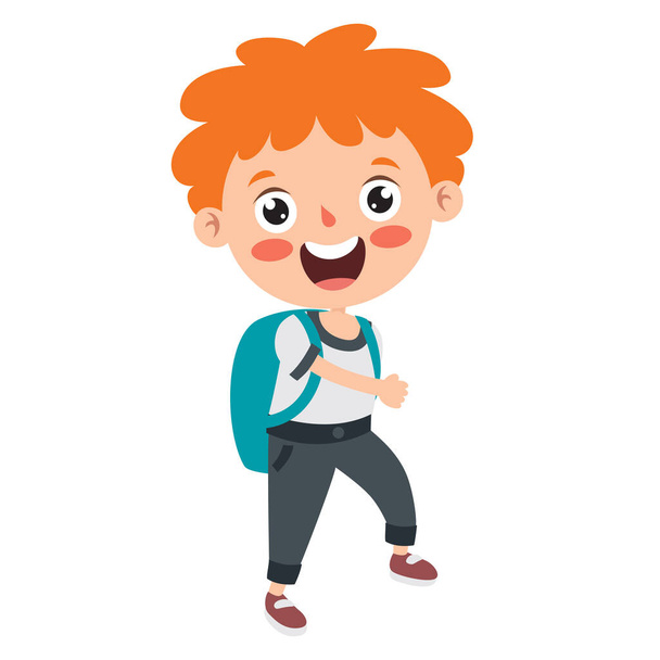 Funny Little School Kid personaggio - Vettoriali, immagini