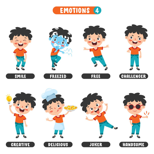 Criança com emoções diferentes - Vetor, Imagem