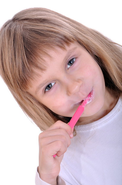 Child cleaning teeth - Zdjęcie, obraz
