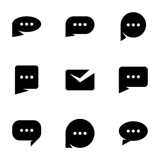 Set of black icons isolated on white background, on theme Message - Вектор,изображение