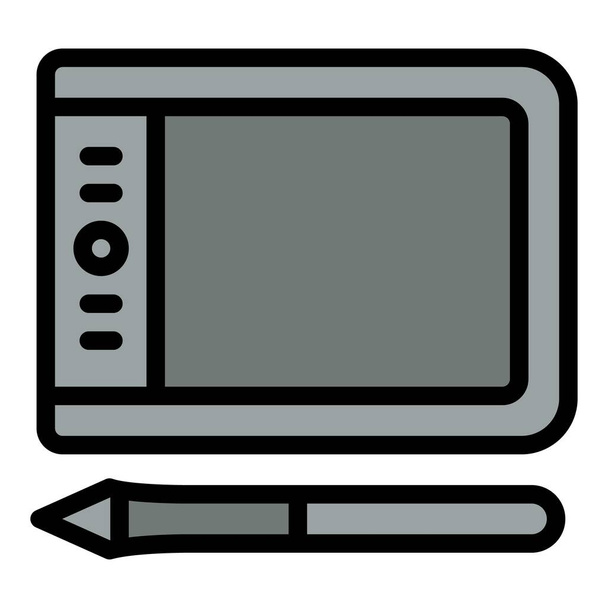 Graphic tablet icon, outline style - Vektör, Görsel