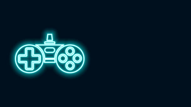 Ligne lumineuse néon icône Gamepad isolé sur fond noir. Contrôleur de jeu. Animation graphique de mouvement vidéo 4K - Séquence, vidéo