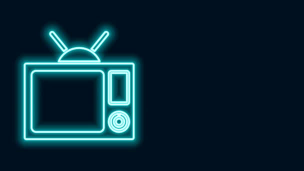 Brilhante ícone de linha de néon Tv isolado no fundo preto. Sinal de televisão. Animação gráfica em movimento de vídeo 4K - Filmagem, Vídeo