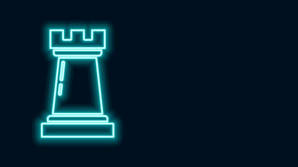 Świecąca neonowa linia Ikona strategii biznesowej odizolowana na czarnym tle. Symbol szachowy. Gra, zarządzanie, finanse. 4K Animacja graficzna ruchu wideo - Materiał filmowy, wideo
