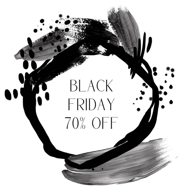 Black Friday Sale hand painted frame, abstract art logo, banners, labels, badges, prints, posters, web. Modern acrylic brushstrokes - Foto, Imagem