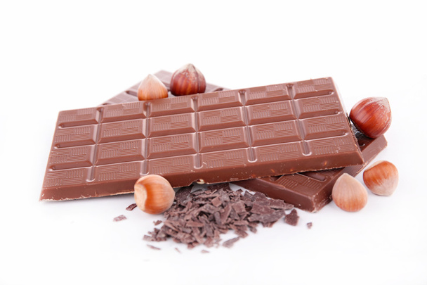 Chocolate bar and nuts - Φωτογραφία, εικόνα