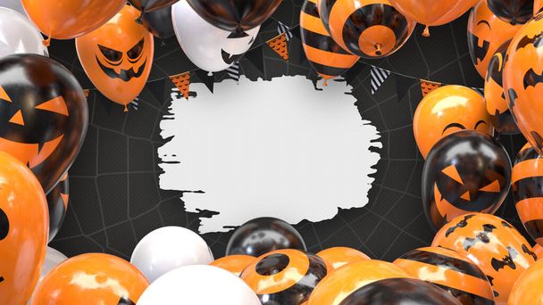 Color balloons for Halloween party on gray background,space for text - Photo, Image