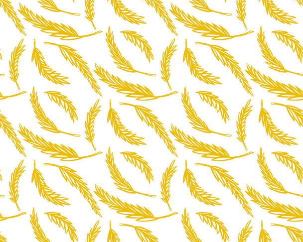 Pšeničné uši hladké vzor skica styl. Ručně kreslená textura Doodle Vector ilustrace - Vektor, obrázek