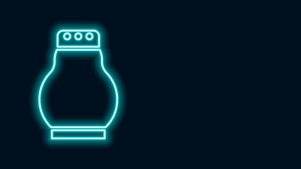 Świecąca neonowa linia Ikona soli i pieprzu odizolowana na czarnym tle. Przyprawy do gotowania. 4K Animacja graficzna ruchu wideo - Materiał filmowy, wideo