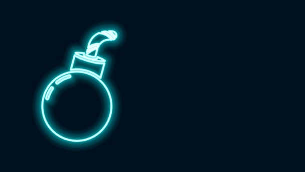 Žhnoucí neonová čára Bomba připravena explodovat ikonu izolovanou na černém pozadí. Šťastný Halloweenský večírek. Grafická animace pohybu videa 4K - Záběry, video