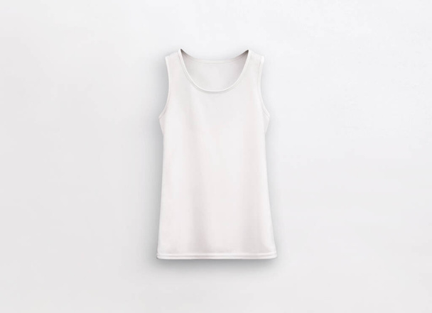 Fitness tank top blank white on blank background - Photo, Image