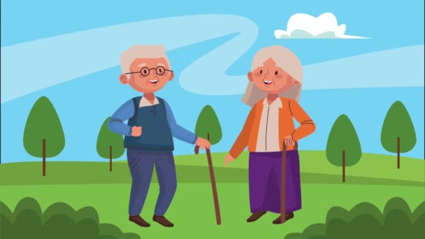altes Paar Liebhaber zu Fuß Aktivität Zeichen - Filmmaterial, Video