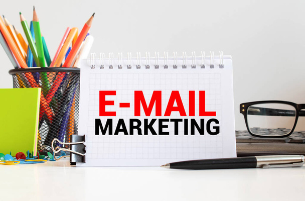 E-mail Marketing Mail marketing concept on laptop in office interior. - Foto, Imagen