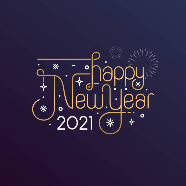 Feliz Ano Novo 2021 ilustração vetorial para banner, panfleto e cartão de saudação - Vetor, Imagem