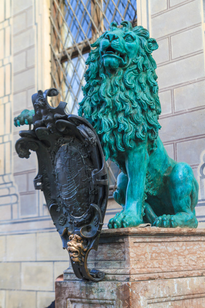 Bavarian Lion Statue in front of Munich Residenz, Bavaria, Germa - Photo, Image
