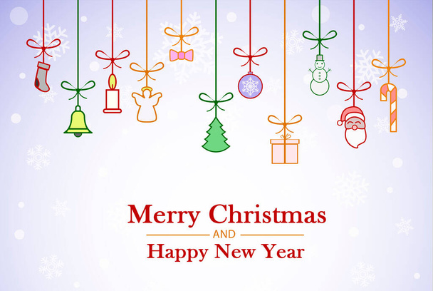 Χριστουγεννιάτικο φόντο με φωτεινές λάμπες και διακόσμηση διακοπών- εικονογράφηση - Φωτογραφία, εικόνα