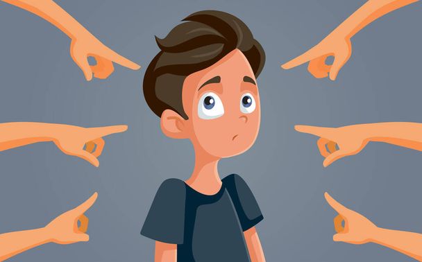 Sad Teenage Boy Feeling Insecure Being Bullied - Вектор,изображение