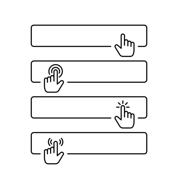 Click submit blank button in line style design with various hand finger cursor - Vector, Image