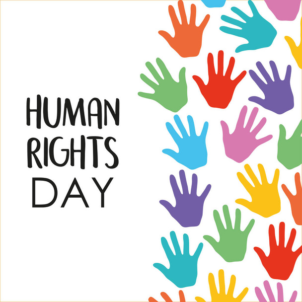 human rights design with colorful hands - Vector, Image