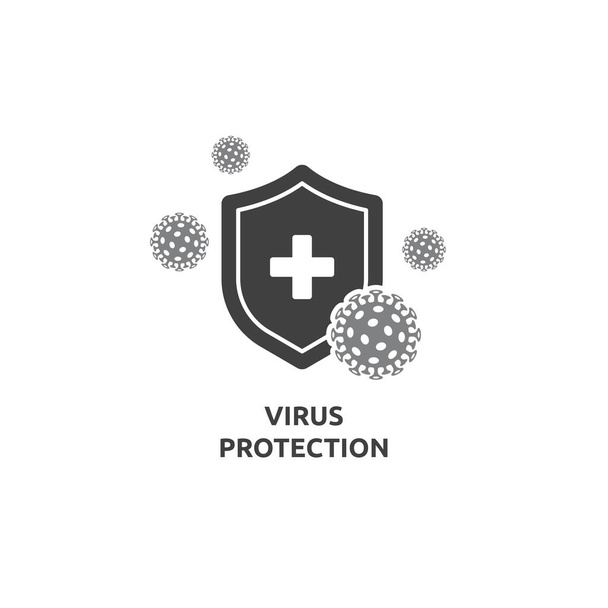Coronavirus 2019-nCoV with shield protection from the virus. Premium icon vector - Vector, Image