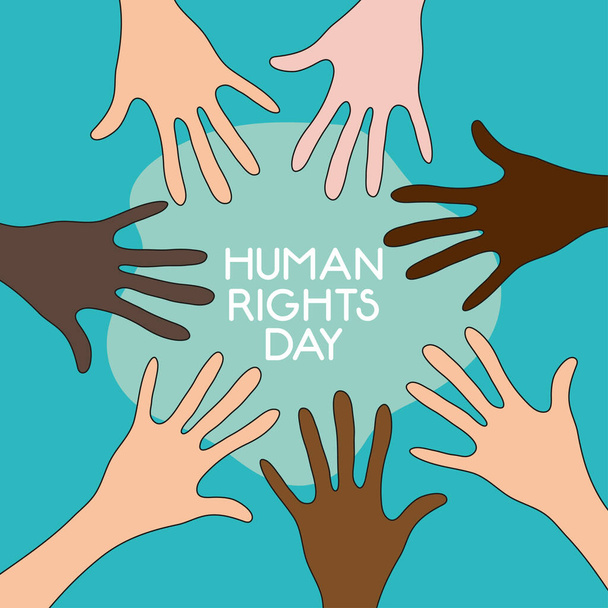 İnsan hakları günü tasarımı açık ellerle - Vektör, Görsel