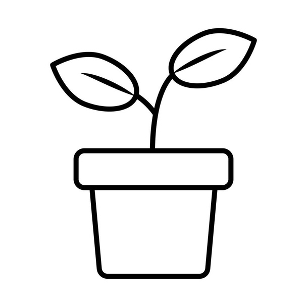 plante de croissance en céramique pot ligne style icône - Vecteur, image