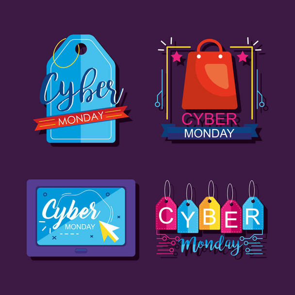 icon set of cyber monday designs - Vector, Image