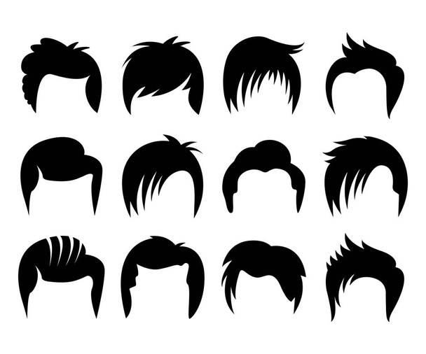 estilo de pelo, iconos de peluca conjunto vector ilustración - Vector, imagen