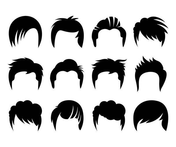 estilo de pelo, iconos de peluca conjunto vector ilustración - Vector, Imagen