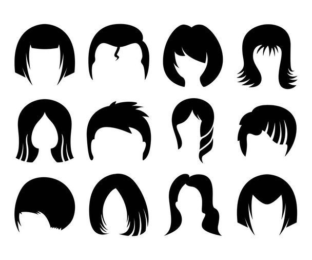 hair style, wig icons set vector illustration - Vector, Image