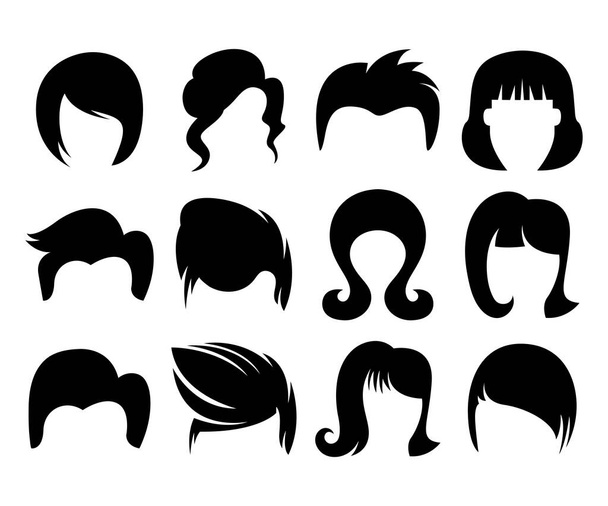 style de cheveux, icônes perruque ensemble illustration vectorielle - Vecteur, image
