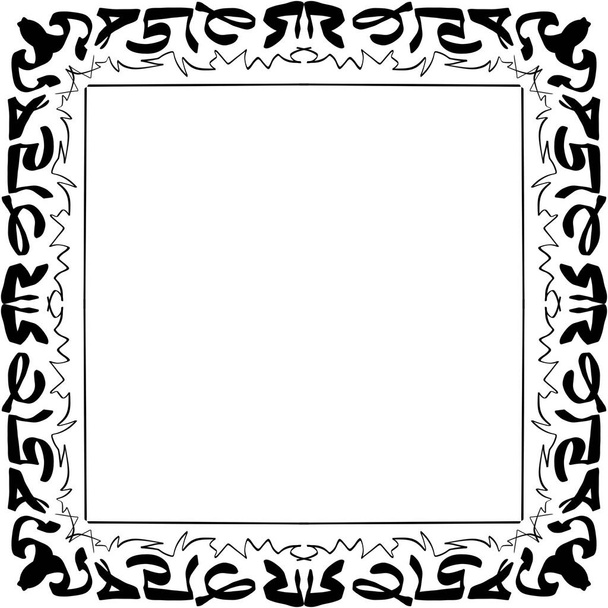 Hand drawn doodle square frame. Isolated on a white background. Graphic illustration for cards, posters, stickers and professional design. - Photo, Image