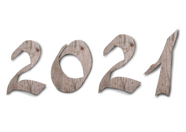 Decorative numbers of the New Year from lumber. Isolated objects on white background - Foto, immagini