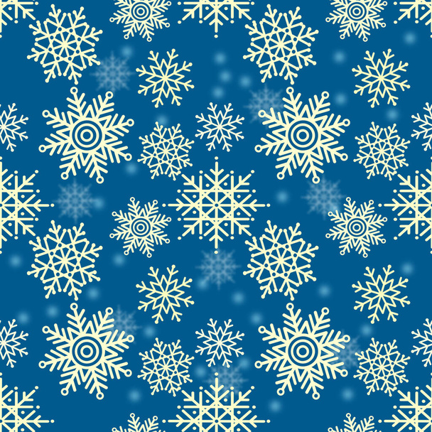 雪のフレークとクリスマスの背景水彩。クリスマスの織物、紙、包装のための冬のシームレスなパターン. - 写真・画像