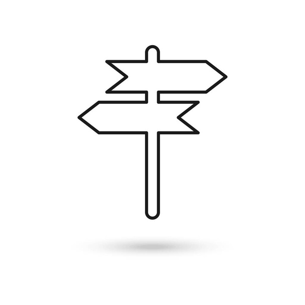 Dirección camino signo icono vector, pictograma sólido aislado sobre fondo blanco. Señal, símbolo del puntero - Vector, imagen
