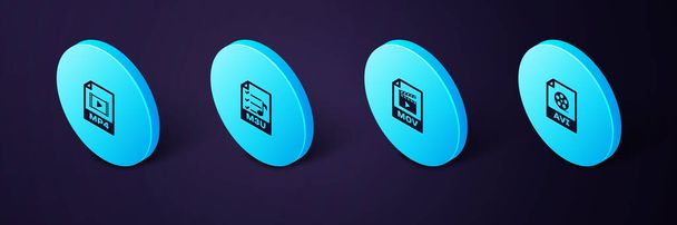 Set Isometric AVI file document, MOV, M3U and MP4 icon. Vector. - Vector, Image