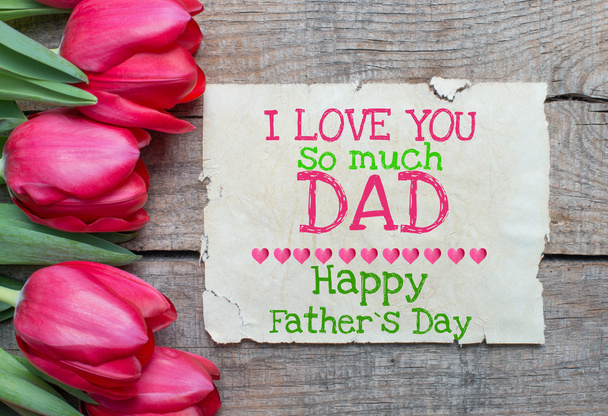 Happy father day on wooden table - Photo, Image