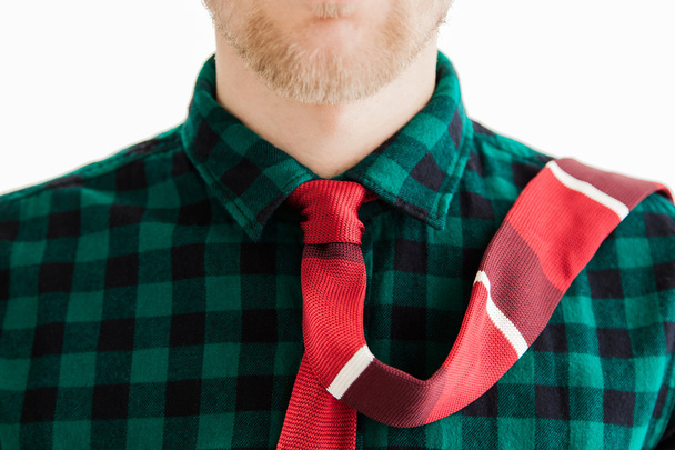 Fashion young man with red necktie - Photo, Image