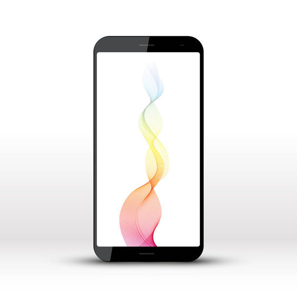 Abstrakti värikäs aalto matkapuhelimen näytöllä - Vektori - Vektori, kuva