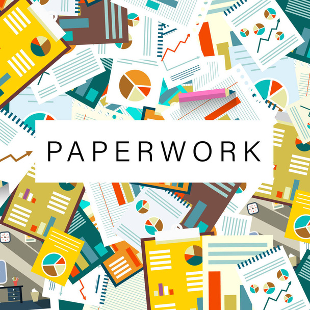 Paperwork Vector Background with Graphs and Articles - Vector, Image
