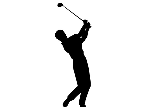 człowiek wykonuje golf swing. - Zdjęcie, obraz