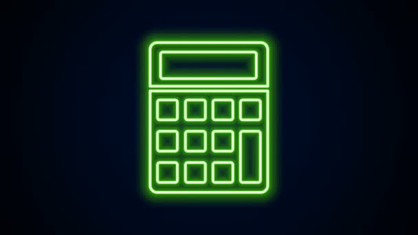 Glowing neon line Calculator icon isolated on black background. Accounting symbol. Business calculations mathematics education and finance. 4K Video motion graphic animation - Footage, Video