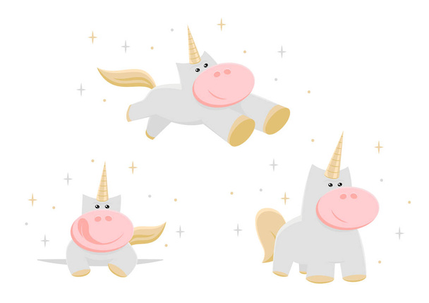 Set of unicorns, cartoon style. Vector illustration. - Vector, Image