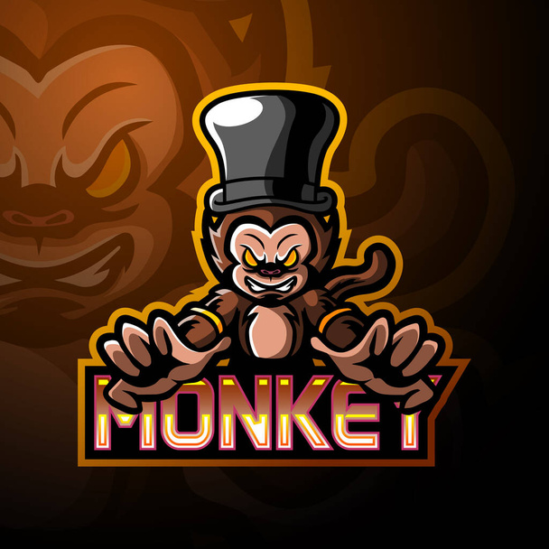 monkey esport logo mascot design - Вектор, зображення