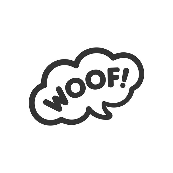 Hav! Konuşma balonunda mesaj at. Çizgi roman köpek havlaması ses efekti ve harf. Beyaz arkaplanda basit siyah-beyaz düz vektör çizimi tasarımı. - Vektör, Görsel