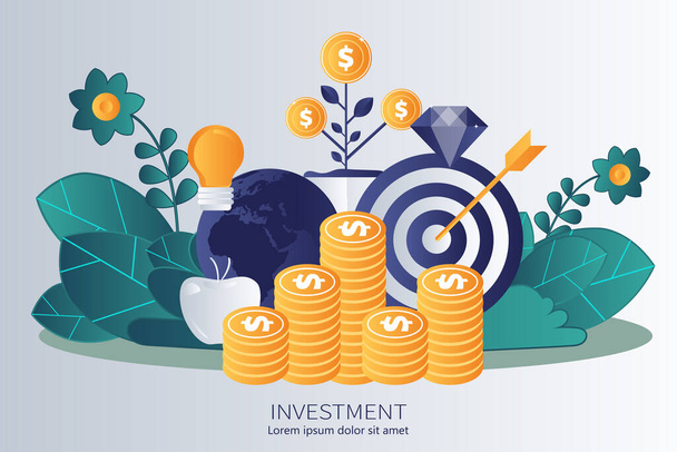 Investments. Recipe for success business background. Flat vector illustration - Vector, Image