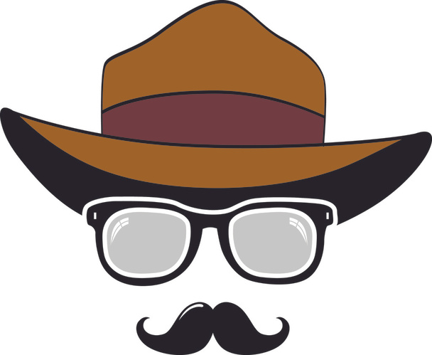 Sunglasses, mustaches, hat - Vector, Image