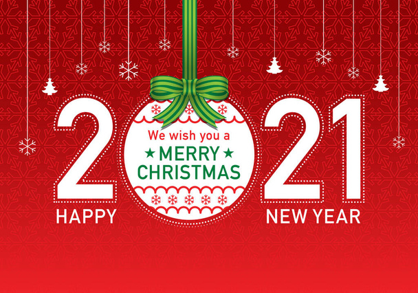 Vrolijk kerstfeest en gelukkig nieuwjaar 2021 design, eenvoudig en mooi design. - Vector, afbeelding