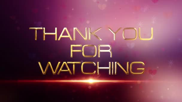 Thanks For Watching 4K 3D seamless loop cinematic title trailer background with beautiful illuminate flares light, light leak and heart paper particles. Video cover trailer Thank you for watching. - Footage, Video